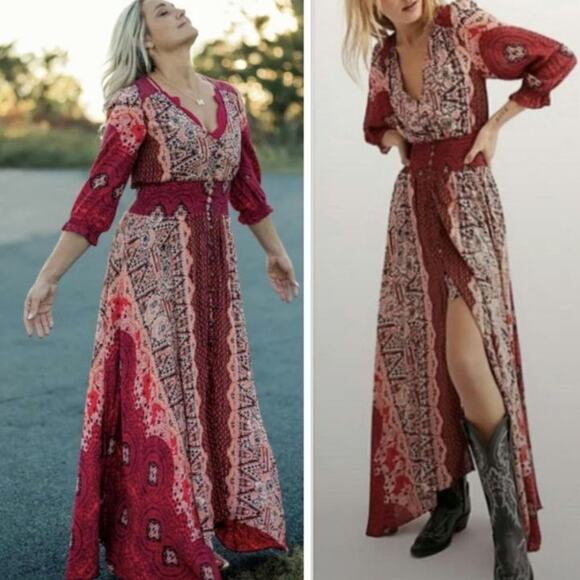 Free People Mexicali Rose Boho Midi Dress - Picture 3 of 3